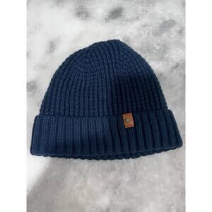 Frye and Co. Navy Blue Knit Beanie Hat Sherpa Lined Ribbed Cuff Winter Cap
